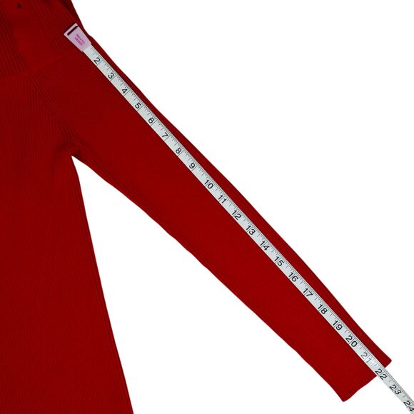 Banana Republic Small Red Off The Shoulder Sweater | Ribbed, Button Detail - Picture 8 of 10